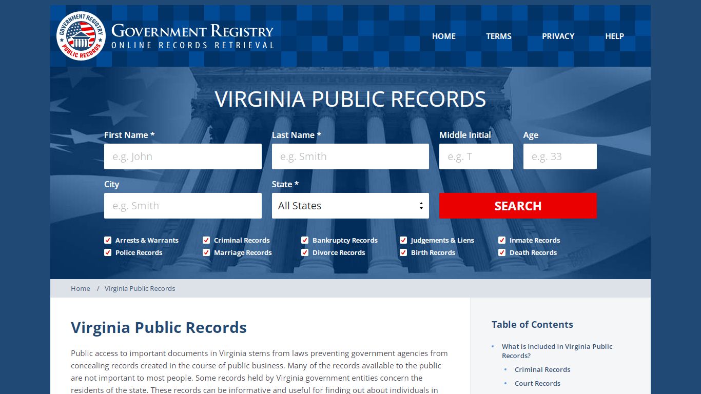Virginia Public Records Public Records - GovernmentRegistry